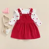 مجموعات الملابس Citgeett Spring Valentine's Day Infant Baby Girls Clothes Heart Print Rumbles Long Stlee Bodysuitsssusspender Goyts 221103