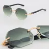 Latest Fashion Rimless Plank Sunglasses Women Sunglass Design Large Square Sun Glasses driving Metal Frame Eyeglasses Gold Brown Lens Gray Diamond cut Lens Size 55