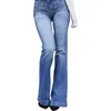 Pantalon féminin Shujin Fashion Brand élastique Jeans Femme Bouton Femme lavé Denim Femme Pocket Boot Cut Cut Line Line Flare Mujer