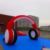 Inflatable Bouncers Advertising red and black Inflatable Earphone Headphone Model with led lights for music festival DJ stage decoration