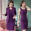 Arbetskl￤nningar Izicfly Spring Summer Elegant Style Casual Office Wear for Women Jacka Business Uniforms Blazer Dress Suit Work-1 Piece