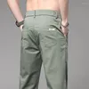 Men's Pants Summer Men Thin Stretch Korean Casual Straight Fit Elastic Waist Business Classic Trousers Male Army Green Black Gray 5XL