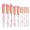 10 pièces pinceaux de maquillage professionnels en marbre ensemble de pinceaux de maquillage doux fond de teint poudre outils de maquillage de beauté