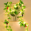 Strings 20/50/100LED Artificial Green Rattan Leaves Fairy Light Wall Hanging Leaf Christmas String For Party Decor