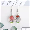 Charm Charm Earrings Jewelry Fashion Fresh Dried Flower Charms S Dangle Earring Glass Oval Ball Drop Ear Creative Gift Delivery 2021 Otki6