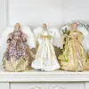 Kerstdecoraties staan ​​Treetop Figurine Angel in jurk huis tafel decoratie boom topper navidad decor 2023 novedades