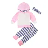 Kleidungssets FOCUSNORM Mode gestreifte Baumwolle 3PCS geborenes Baby Junge Mädchen Kapuzenpullover Leggings Hosen Outfits 221103