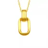 Chains JICAI Pure 24K 999 Gold Geometric Double Ring Pendant 18K AU750 Clavicle Necklace For Birthday Gift Jewelry