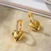 수진 귀걸이 Londany Detachable Gold Heart Zircon 여성 유럽 및 미국 간단한 심장 모양의 귀 단추