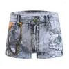 Herr shorts män denim trosor underkläder 3d tryck sexig boxare jeans boxare mens mode cowboy underbyxor homme ropa interiör maskulina