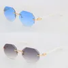 Latest Fashion Rimless Plank Sunglasses Women Sunglass Design Large Square Sun Glasses driving Metal Frame Eyeglasses Gold Brown Lens Gray Diamond cut Lens Size 55