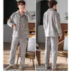 Vêtements de nuit pour hommes Pyjamas en flanelle d'hiver pour hommes avec pantalon Trendyol Pyjama Ensembles Boutons rayés Pyjamas pour hommes Plus Taille Casual Chaud Épais Pijama T221103