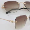 NEW Sell Rimless Fashion Large Square Sunglasses Woman Metal Luxury Diamond Cut glasses Designer Vintage Eyeglasses Male and Female 00500 Sunglass Size 61-20-140MM