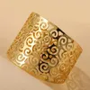 Bangle Wholesale Price Exaggerated Jewelry Accessories Golden Color Geometric Pattern Hollow Wide Women For Wedding Party