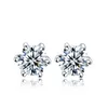 Stud￶rh￤ngen Simple S925 Silver Ear Jewelry Six Claw Diamond Sterling Hip Hop Zircon f￶r m￤n och kvinnor