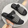 Zapatillas Hombre Casual Exterior Antideslizante Moda Cuero Genuino Zapatilla Suave Cómoda Sandalias Planas