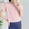 LU113 Womens Yoga Sports Modal Modal Sleeve Action Contper Top T-Shirt Crew Neck Fitness Sportwear