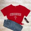 Chosen Cross T-shirts Christian Shirts Religious Faith Tee Women Trendy Casual