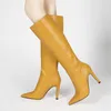 2022 neue Stil Dame Frauen Kniestiefel Schaffell Leder Mode High Heels spitze Plünderung Zehen Ritter Booties Casual Party Kleid Schuhe Plüsch Schlange Stein Größe 34-43