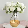 Fleurs décoratives 30cm Rose Rose pivoine Bouquet artificiel faux pour la décoration de mariage à la maison décor de Table d'intérieur arranger les plantes