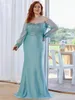 Plus Special Occasion Dresses Long Sleeve Fishtail Sequins Prom Evening Dress EP07