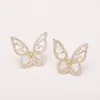 Boucles d'oreilles mode S925 argent or couleur Zircon aile de papillon pour les femmes mignon petit cristal boucle d'oreille bijoux
