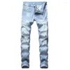 Jeans pour hommes de haute qualité pour hommes Straight Slim Stretch Bleu Impression Casual Denim Pantalon Regular Fit Long Pantalon Gentleman Cowboys Homme