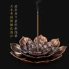 Household Sundries 2 in 1 Creative Incense Stick Holder Home Decoration Alloy Lotus Line Incenses Burner Metal Crafts Sandalwood Coil Base Red Bronze