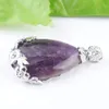 Pendentif en pierre précieuse naturelle, améthyste en forme de larme, perles d'amour, Reiki Chakra, pendentif de guérison, collier, chaîne, bijoux N3471