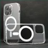 Cajas de teléfono magnéticas transparentes a prueba de golpes, para iPhone 15 14 13 12 11 Pro Max Mini XR XS X 8 7 Plus, Samsung S23 S22 Ultra, con paquete al por menor