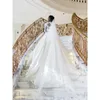 Vintage Ball Gown Wedding Gowns High Neck Dubai Arabia Lace Appliques Crystal Beads Long Sleeves Plus Size Bridal Party Dresses Robe De Marriage Button Back 403