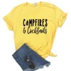 Campfires And Cocktails T Shirt Print Women Tshirts Casual Funny For Lady Yong Top
