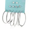 Pendientes de tachuelas 6 pares Juego de perlas artificiales grandes anillo redondo y guapo de carácter de carácter