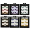 Hand Made 3D Faux Mink False Eyelashes European USA Fashion Mixed Colorful 3 Pairs Fluffy Natural Eyelash for Party