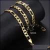 Ketten Herren Damen Halskette Kette Gold gefüllt Figaro gehämmert Schlange Bordstein Halsketten für Frauen Männer Modeschmuck 2 3 4 5 6 mm Lgnn2 D Dh9Nw