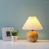 Bordslampor Desk Lamp USB Plug Night Lights Vintage Rattan Bedroom Bedside Home Decor Led E27 12W