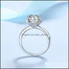 Cluster Rings Cluster Rings 100 Sterling Sier Wedding Band 1Ct 2Ct Lab Grown Moissanite Ring 3D Flower Diamond Engagement For Women Dhns1