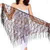 Stage Draag Women Pargin Belly Dance Hip Sjalf met kwastjes Dancing sjaals Dancer riem kostuum Fringe Shawl