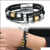 Bracelets de charme Pulseiras de charme Mercmahe mens de couro de couro Doublew