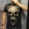 Camiseta con estampado 3D de calavera de terror de verano a la moda para hombre, camiseta corta Sve informal transpirable de gran tamaño para hombre, ropa para hombre