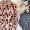 Vintage Court Style Flower Embroidery Dress 2023 Early Spring New Style High end Close waist Slim Mesh Long Skirts