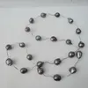 Catene naturale collana di perla d'acqua dolce crana barocca nera di buona qualit￠-90 cm lunga