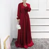 Etniska kläder abayas muslimska kaftan klänning kvinnor full ärm o nackrockar vår mode mode fasta elegant chic arab dubai islam maxi klänningar