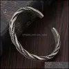 Bangle Bangle Retro Weave Sier Plated Armband Verstelbare Legering Voor Mannen Mannelijke Gift Decor Aug889 Drop Levering 2022 Sieraden Armbanden Dhls9