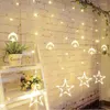 Cordes 2.5M Lune Étoile Guirlande Led Rideau Fée Guirlande Lumineuse Vacances De Noël Pour Mariage Maison Fête Jardin Ramadan Décoration