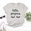 Bonjour magnifique cils femmes t-shirts décontracté Hipster drôle T-shirt Lady Yong fille