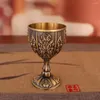 Mugs 100mChalice Goblet European Metal Embossed Wine Engraving Medieval Gothic Gemstone Vintage Cup