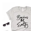 ビーチは塩辛いプリントトップ女性Tシャツレディトップティーのカジュアル面白いTシャツ