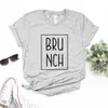 Brunch Square Print Kobiety Tshirts Tee Casual Funny T Shirt for Lady Yong Girl Top