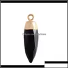 Pendant Necklaces Pendant Jewelry Fashion Gemstone Pendants Necklace Womens 60Cm Gold Chain Faced Waterdrop Natural Rose Quartz Jade Otguo